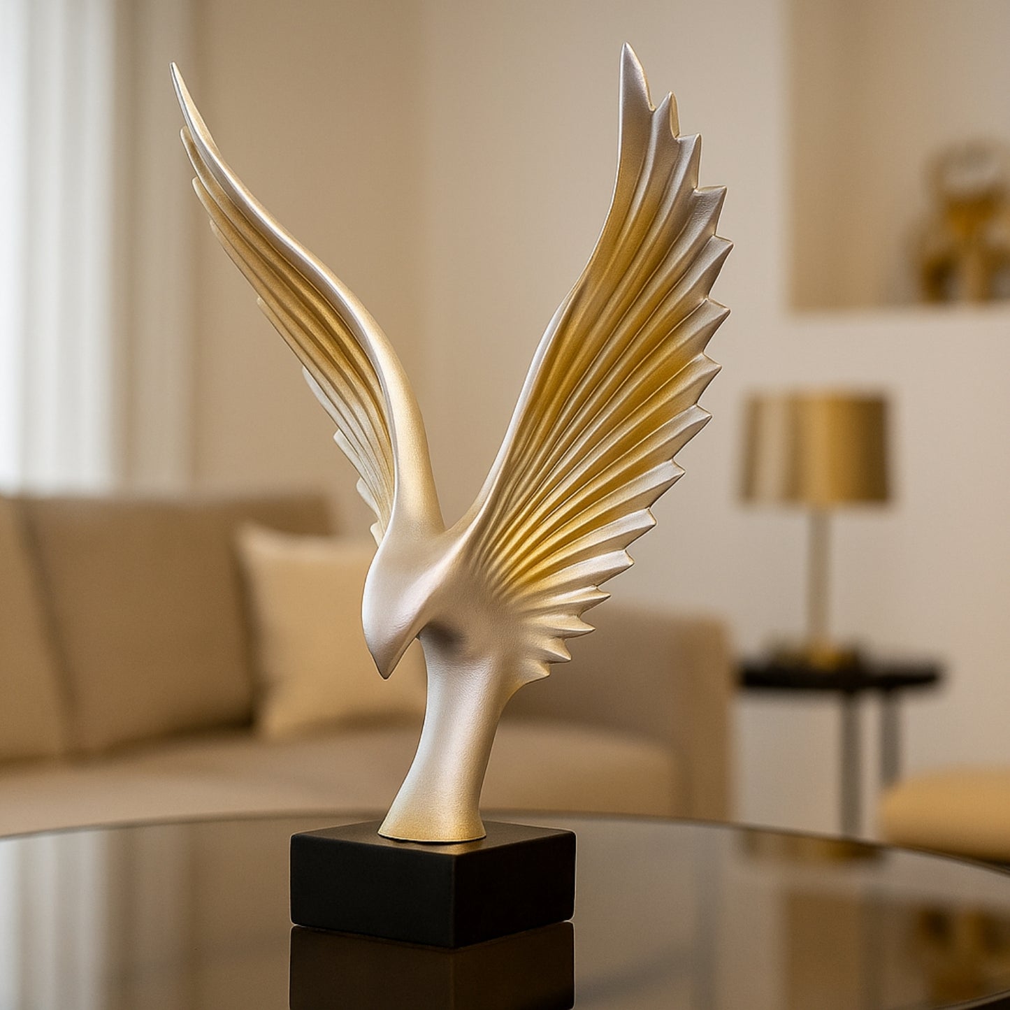 Silver Golden Eagle Spread Wings Table Decor Article