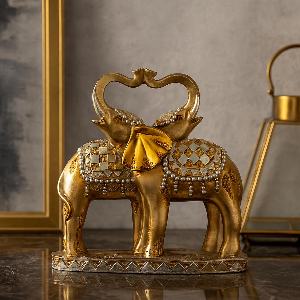 Antique Raised Trunk Elephant Pair