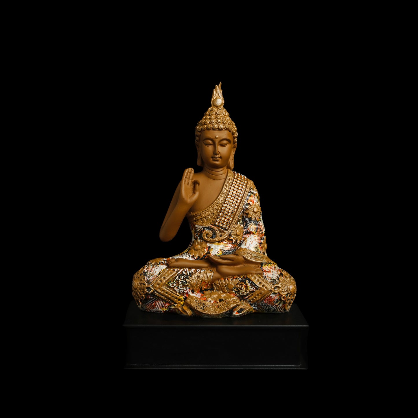 Blessing Buddha With Wooden Base 11" inches