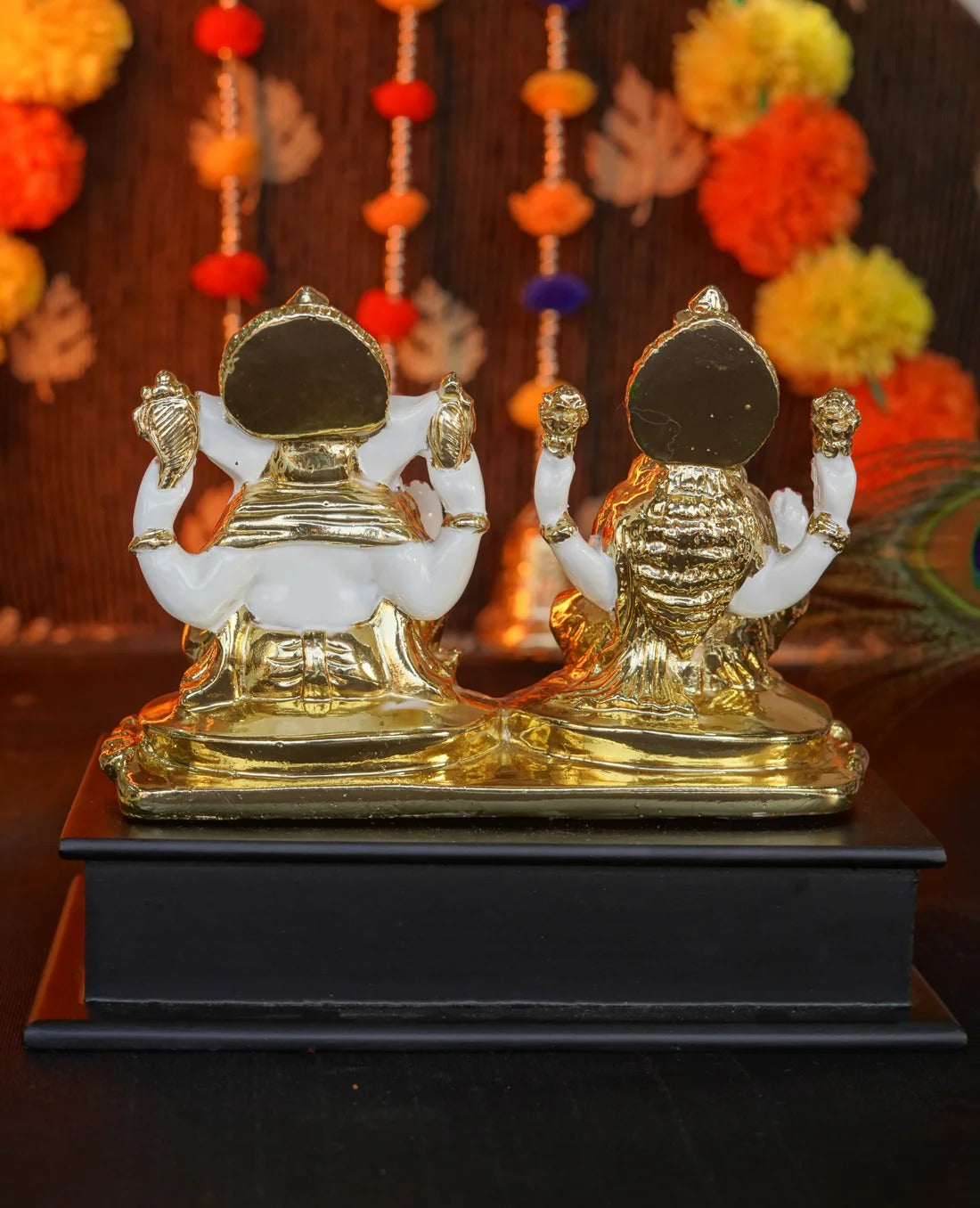 Lakshmi Ganesh Ji - 24K Gold-Plated Lotus Set