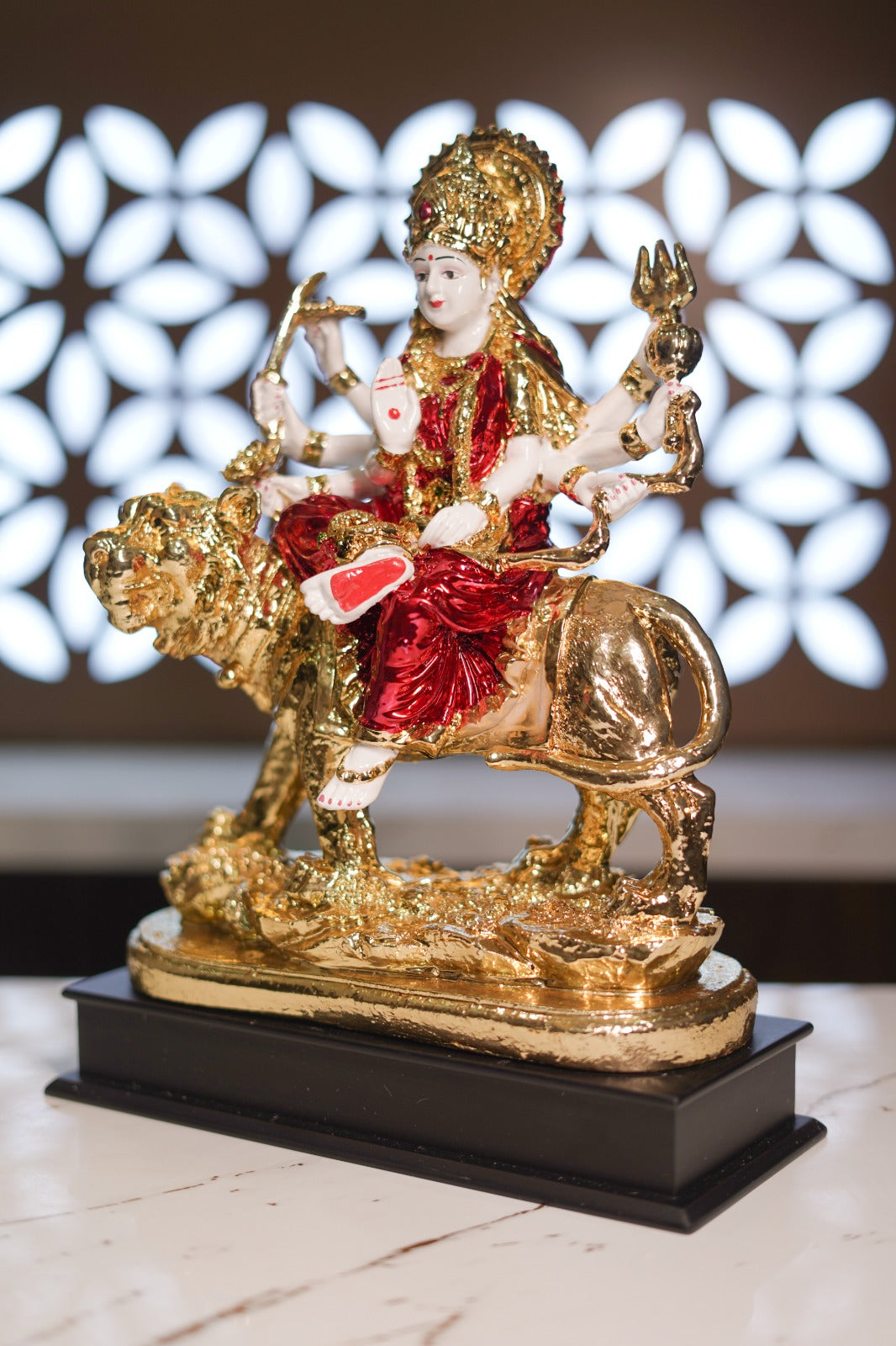 Maa Durga Murti (Sherawali Mata) | 24K Gold Plated Idol for Home