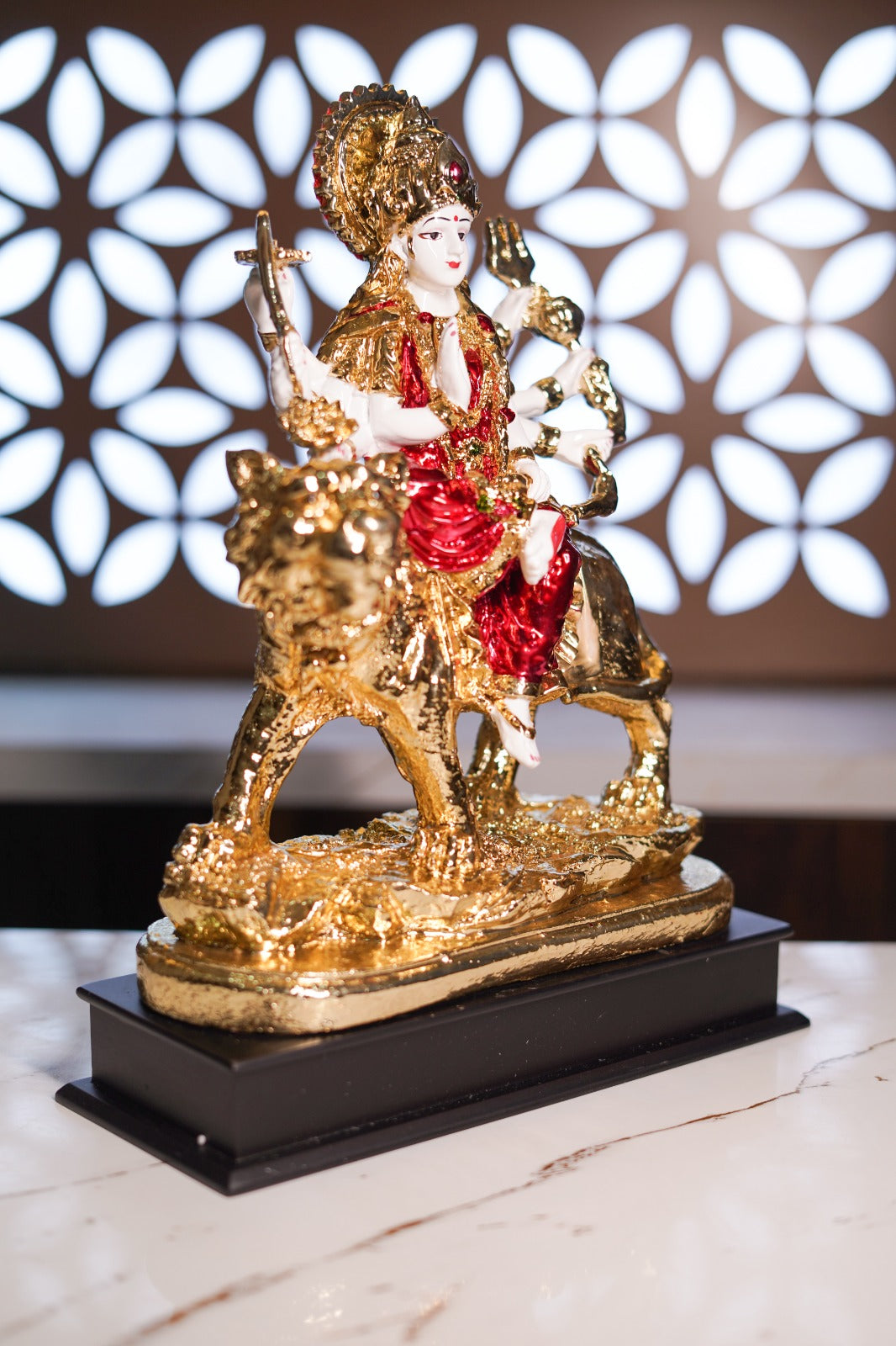 Maa Durga Murti (Sherawali Mata) | 24K Gold Plated Idol for Home