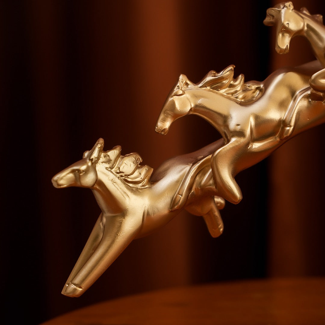 Golden Gallop Wave Sculpture (Seven Horses)