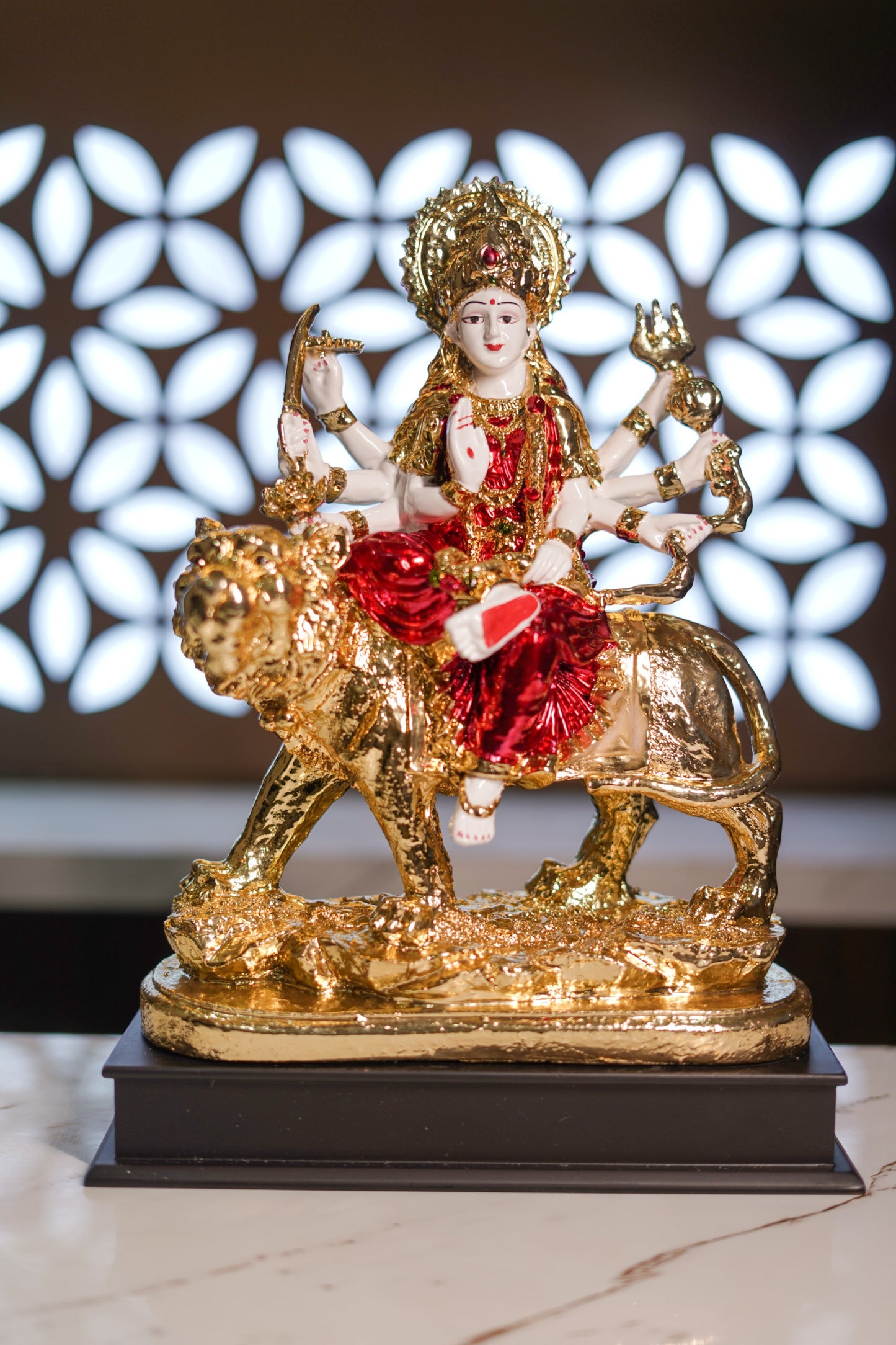 Maa Durga Murti (Sherawali Mata) | 24K Gold Plated Finish Idol for Home