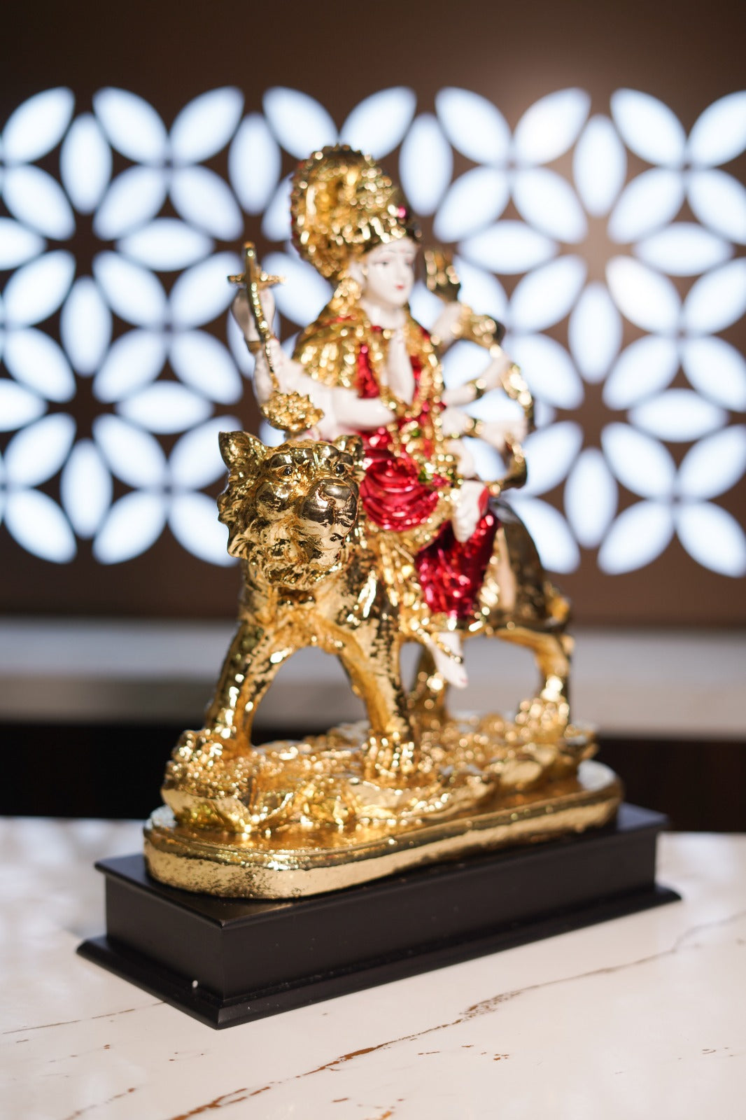 Maa Durga Murti (Sherawali Mata) | 24K Gold Plated Finish Idol for Home