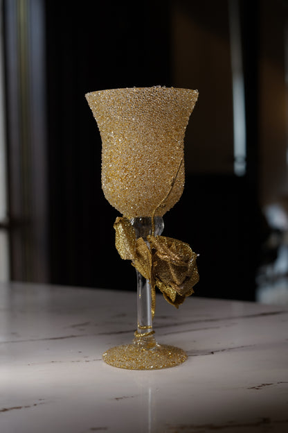 Golden Bloom – Luxury 3 Glass Candle Stand Set