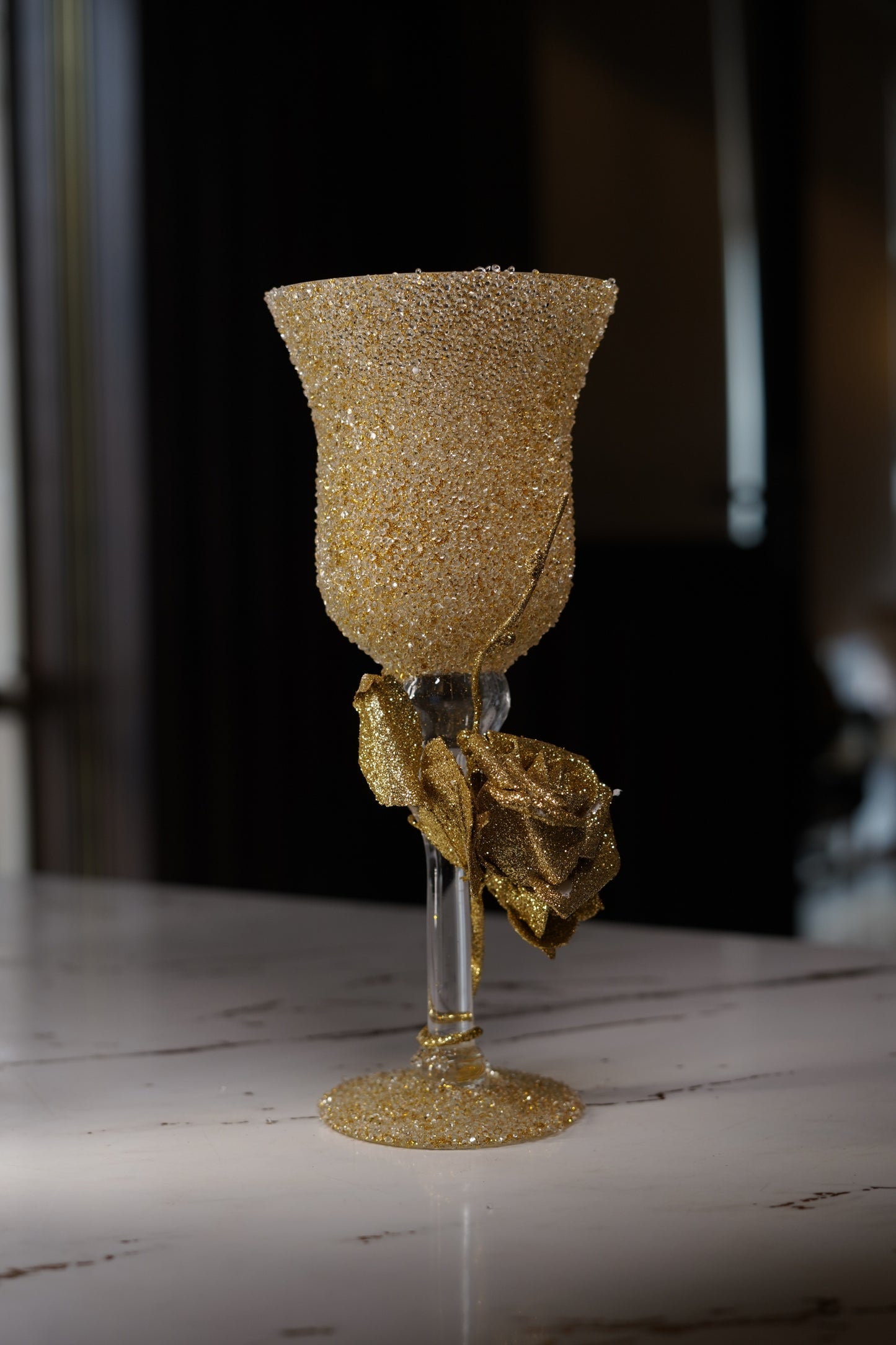 Golden Bloom – Luxury 3 Glass Candle Stand Set