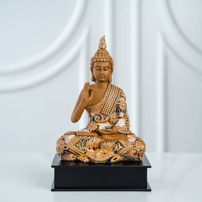 Blessing Buddha With Wooden Base 11" inches