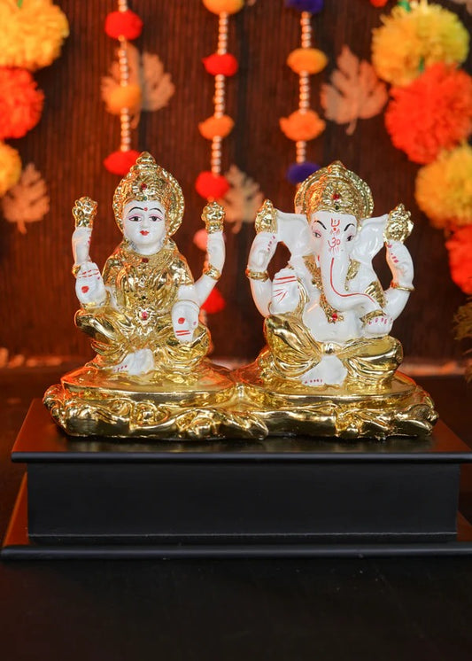 Lakshmi Ganesh Ji - 24K Gold-Plated Lotus Set