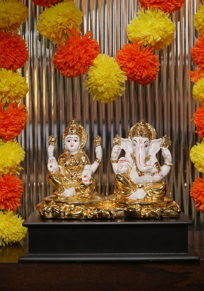 Lakshmi Ganesh Ji - 24K Gold-Plated Lotus Set