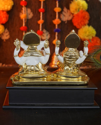 Lakshmi Ganesh Ji - 24K Gold-Plated Lotus Set