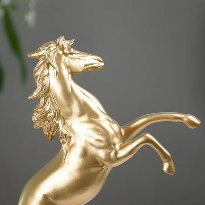 Golden Rearing Horse Figurine